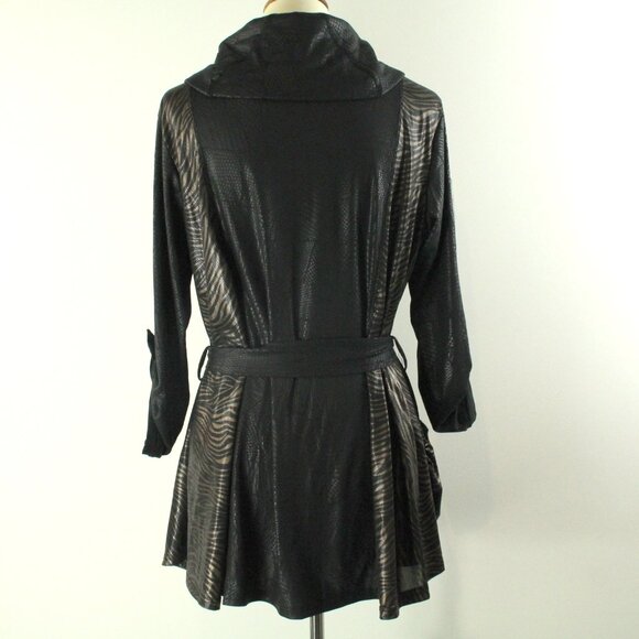 My Pretty Angel Black Zebra Snake Skin Print Detail Belted Cardigan Jacket L - Picture 4 of 6